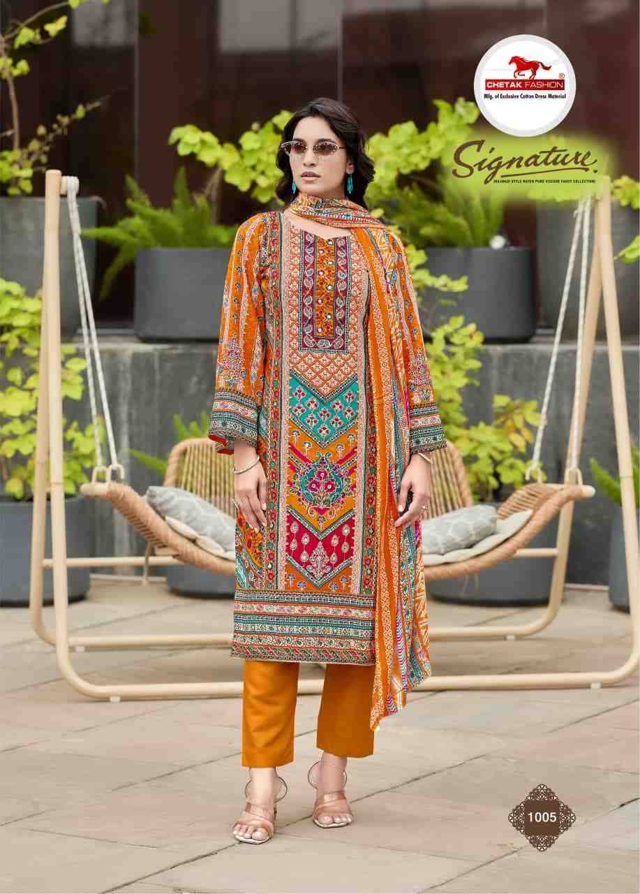 Signature Vol-1 By Chetak Fashion 1001 To 1008 Series Beautiful Festive Suits Colorful Stylish Fancy Casual Wear & Ethnic Wear Viscose Cotton Print Dresses At Wholesale Price