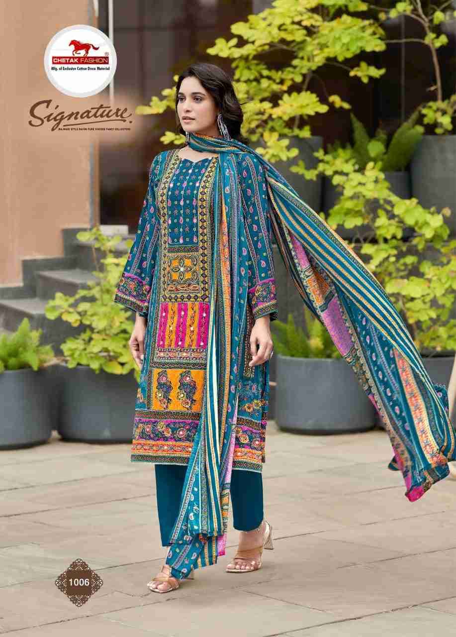 Signature Vol-1 By Chetak Fashion 1001 To 1008 Series Beautiful Festive Suits Colorful Stylish Fancy Casual Wear & Ethnic Wear Viscose Cotton Print Dresses At Wholesale Price