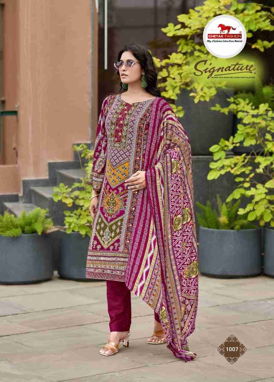 Signature Vol-1 By Chetak Fashion 1001 To 1008 Series Beautiful Festive Suits Colorful Stylish Fancy Casual Wear & Ethnic Wear Viscose Cotton Print Dresses At Wholesale Price