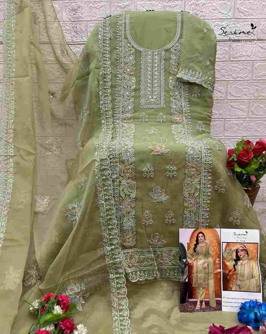 Serene Hit Design S-723 Colours By Serene S-723-A To S-723-D Series Designer Pakistani Suits Beautiful Fancy Colorful Stylish Party Wear & Occasional Wear Pure Chiffon Embroidered Dresses At Wholesale Price