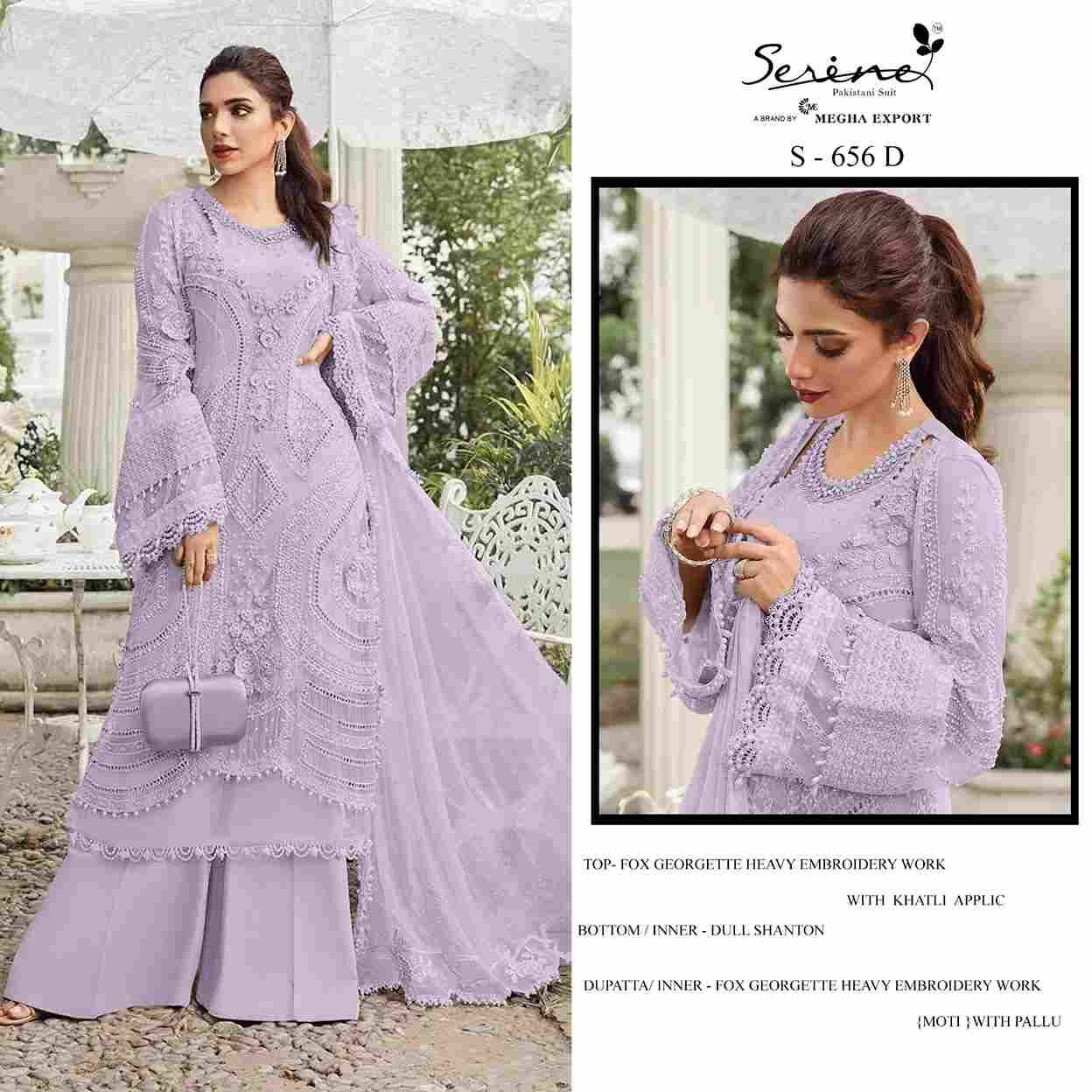 Serene Hit Design S-656 Colours By Serene S-656-A To S-656-D Series Designer Pakistani Suits Beautiful Fancy Colorful Stylish Party Wear & Occasional Wear Faux Georgette Embroidered Dresses At Wholesale Price