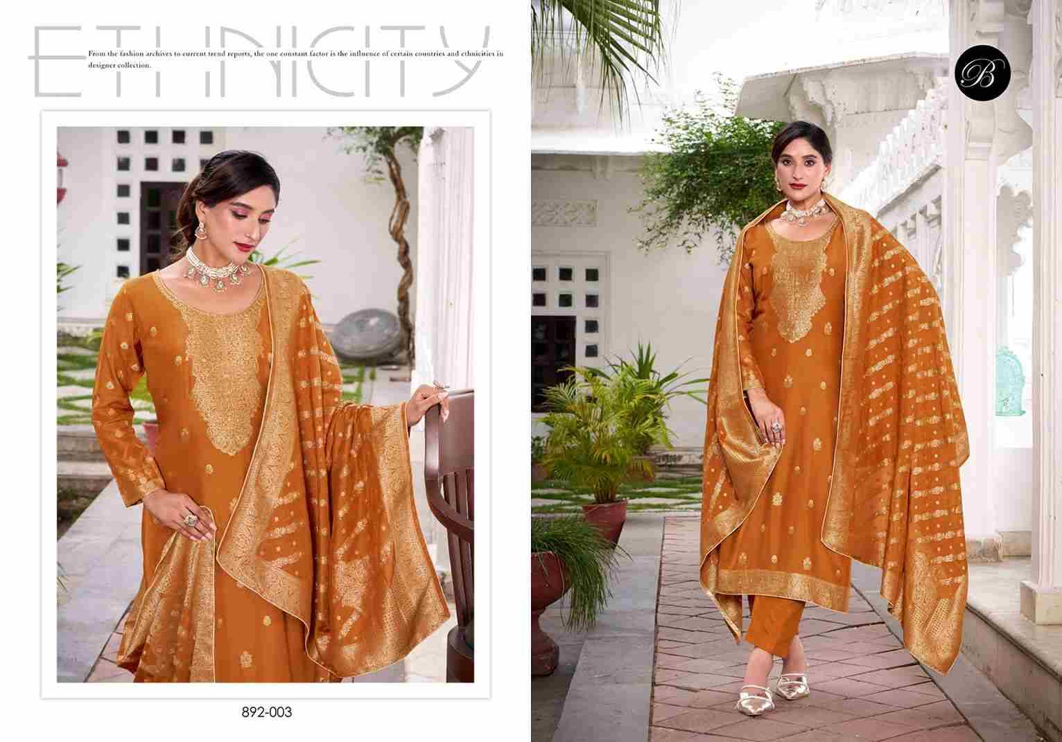 Urfi By Belliza 892-001 To 892-006 Series Beautiful Festive Suits Stylish Fancy Colorful Casual Wear & Ethnic Wear Pure Viscose Dola Silk Jacquard Dresses At Wholesale Price