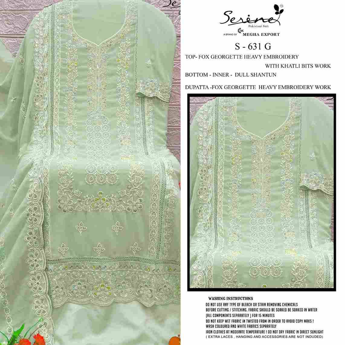 Serene Hit Design S-631 Colours Vol-2 By Serene S-631-E To S-631-H Series Designer Pakistani Suits Beautiful Fancy Colorful Stylish Party Wear & Occasional Wear Faux Georgette Embroidered Dresses At Wholesale Price