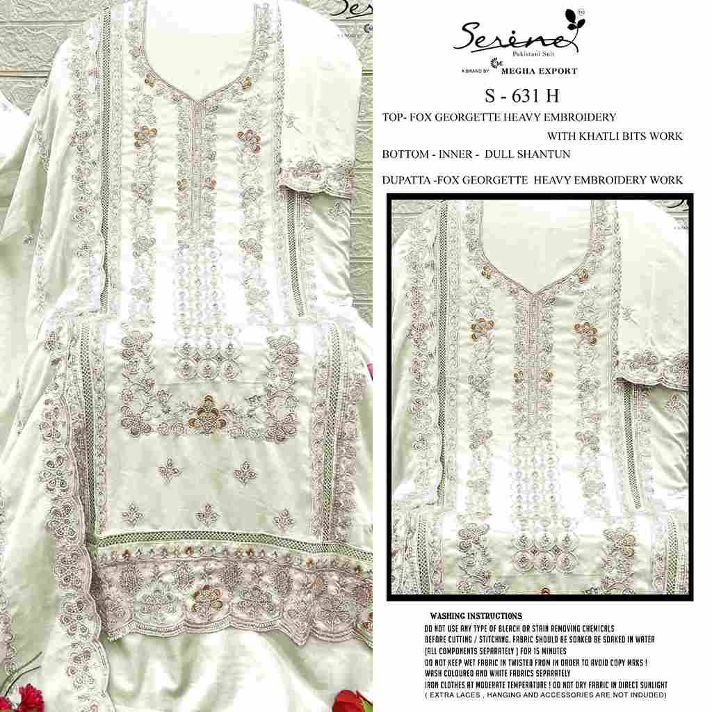 Serene Hit Design S-631 Colours Vol-2 By Serene S-631-E To S-631-H Series Designer Pakistani Suits Beautiful Fancy Colorful Stylish Party Wear & Occasional Wear Faux Georgette Embroidered Dresses At Wholesale Price