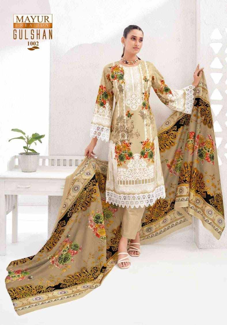 Gulshan Vol-1 By Mayur Creation 1001 To 1008 Series Beautiful Stylish Festive Suits Fancy Colorful Casual Wear & Ethnic Wear & Ready To Wear Heavy Lawn Cotton Print Dresses At Wholesale Price
