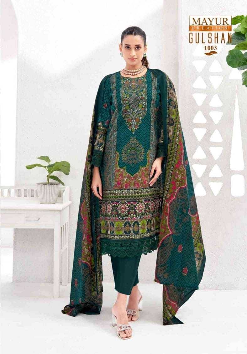 Gulshan Vol-1 By Mayur Creation 1001 To 1008 Series Beautiful Stylish Festive Suits Fancy Colorful Casual Wear & Ethnic Wear & Ready To Wear Heavy Lawn Cotton Print Dresses At Wholesale Price