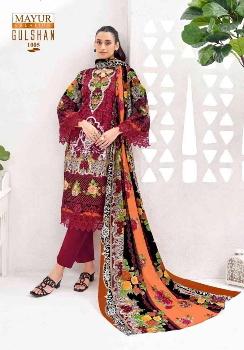 Gulshan Vol-1 By Mayur Creation 1001 To 1008 Series Beautiful Stylish Festive Suits Fancy Colorful Casual Wear & Ethnic Wear & Ready To Wear Heavy Lawn Cotton Print Dresses At Wholesale Price