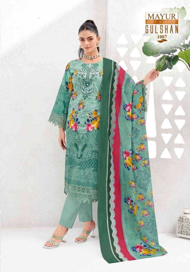 Gulshan Vol-1 By Mayur Creation 1001 To 1008 Series Beautiful Stylish Festive Suits Fancy Colorful Casual Wear & Ethnic Wear & Ready To Wear Heavy Lawn Cotton Print Dresses At Wholesale Price