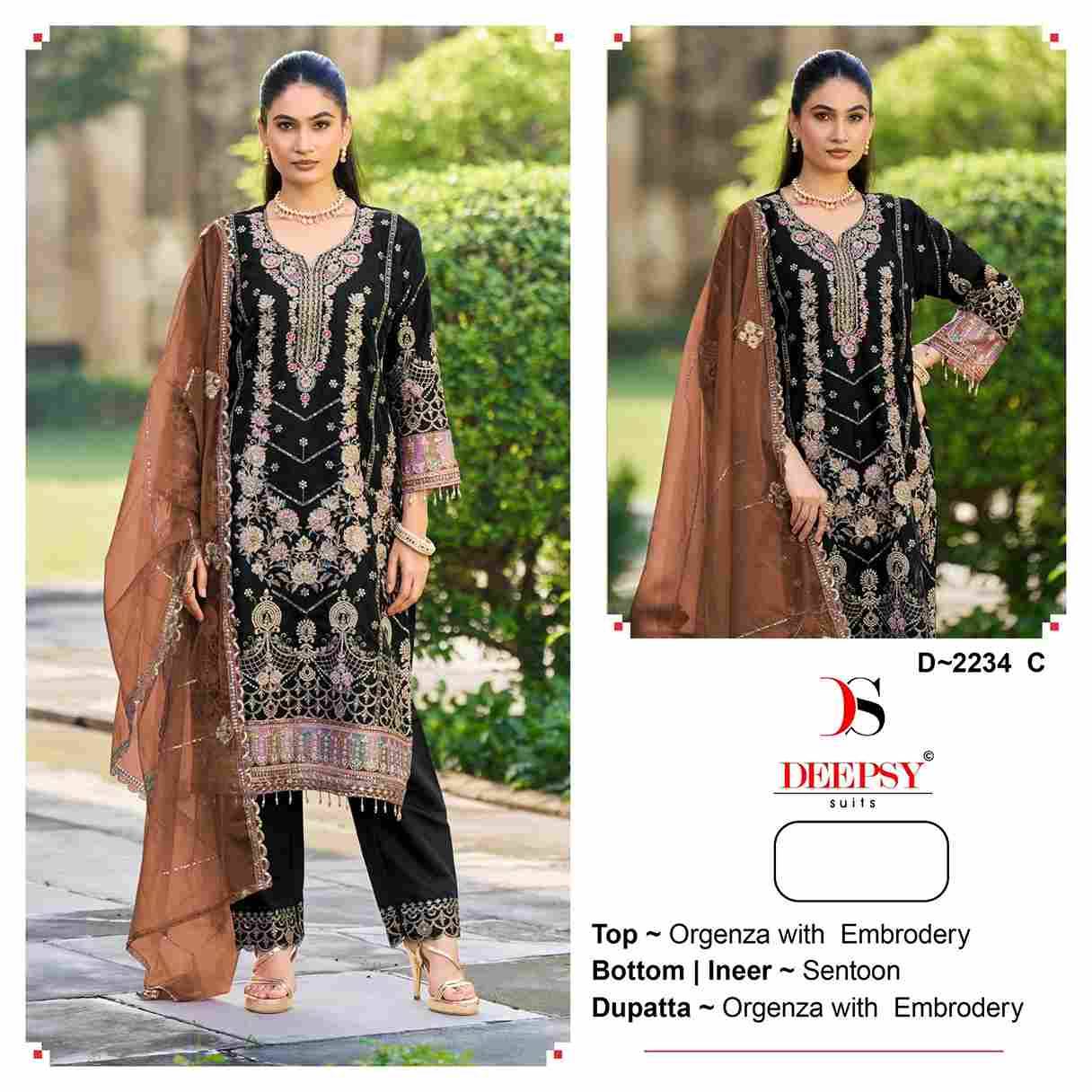 Deepsy Hit Design 2234 Colours By Deepsy Suits 2234-A To 2234-D Series Beautiful Pakistani Suits Colorful Stylish Fancy Casual Wear & Ethnic Wear Organza With Embroidered Dresses At Wholesale Price