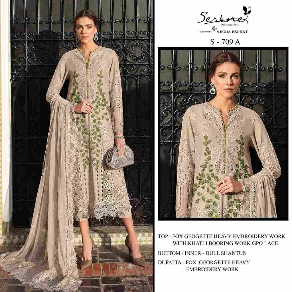 Serene Hit Design S-709 Colours By Serene S-709-A To S-709-D Series Designer Pakistani Suits Beautiful Fancy Colorful Stylish Party Wear & Occasional Wear Pure Georgette Embroidered Dresses At Wholesale Price