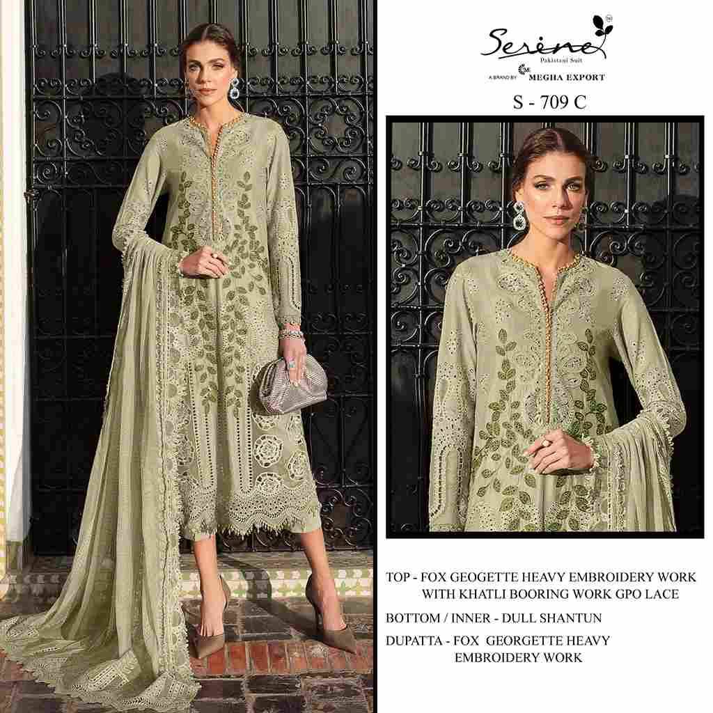 Serene Hit Design S-709 Colours By Serene S-709-A To S-709-D Series Designer Pakistani Suits Beautiful Fancy Colorful Stylish Party Wear & Occasional Wear Pure Georgette Embroidered Dresses At Wholesale Price