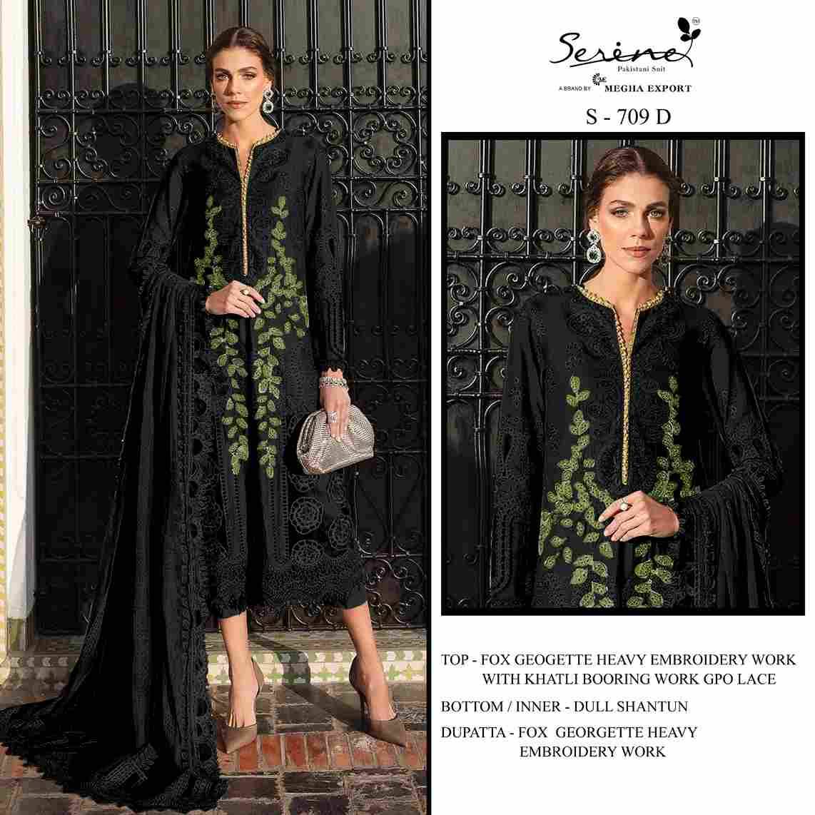 Serene Hit Design S-709 Colours By Serene S-709-A To S-709-D Series Designer Pakistani Suits Beautiful Fancy Colorful Stylish Party Wear & Occasional Wear Pure Georgette Embroidered Dresses At Wholesale Price