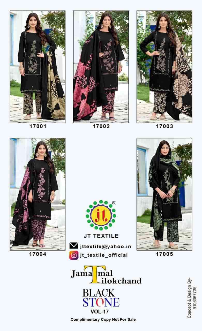 Black Stone Vol-17 By JT 17001 To 17005 Series Beautiful Festive Suits Colorful Stylish Fancy Casual Wear & Ethnic Wear Rayon Dresses At Wholesale Price