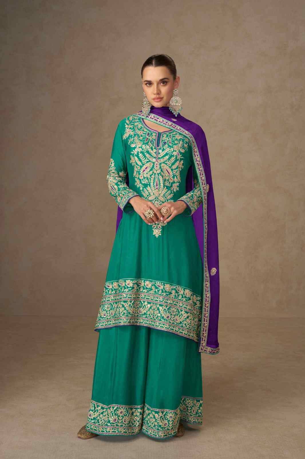 Lavya By Gulkayra Designer 7617-A To 7617-D Series Designer Sharara Suits Beautiful Fancy Colorful Stylish Party Wear & Occasional Wear Chinnon Dresses At Wholesale Price