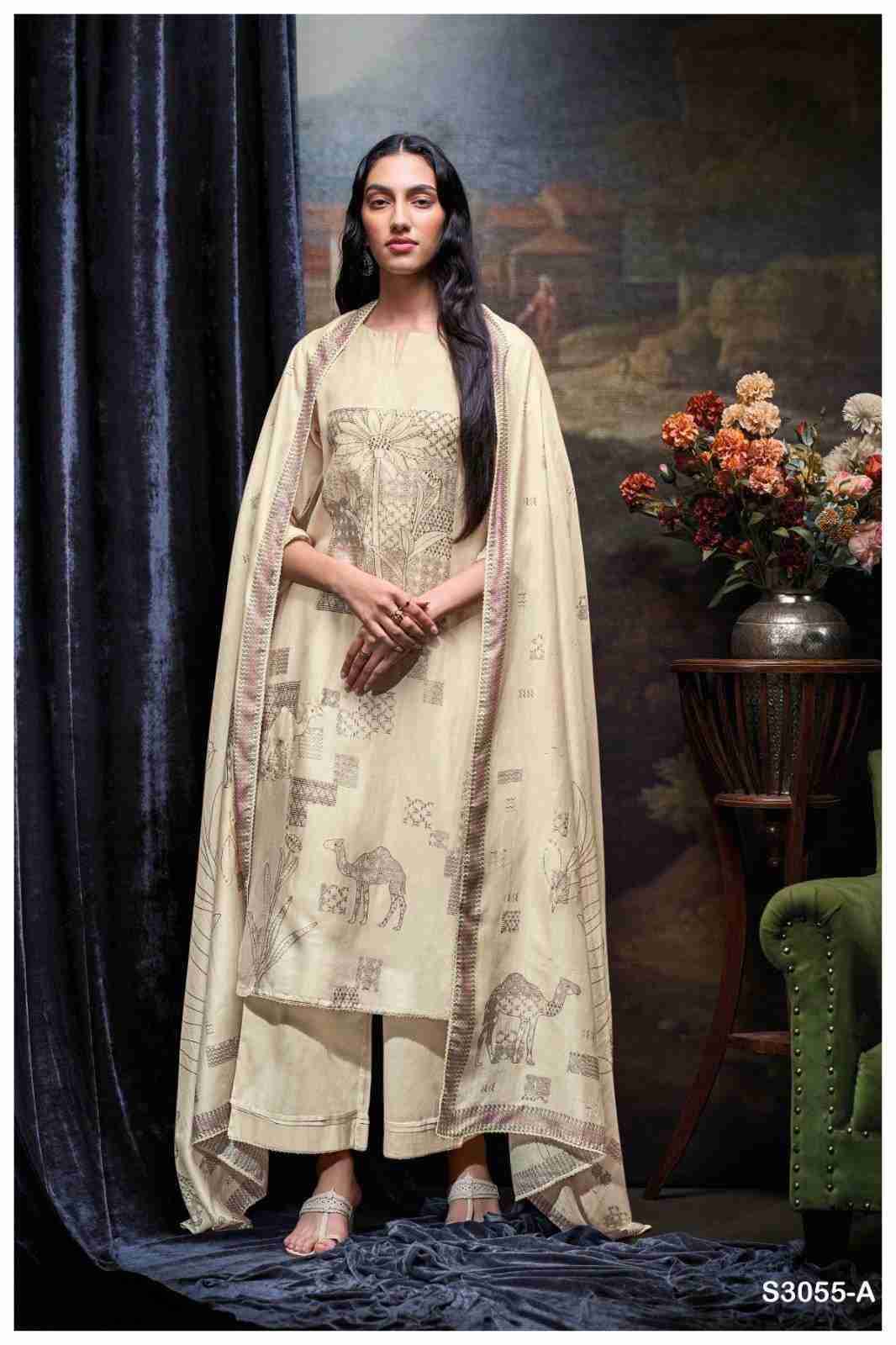 Aavya-3055 By Ganga Fashion 3055-A To 3055-B Series Beautiful Festive Suits Colorful Stylish Fancy Casual Wear & Ethnic Wear Pure Bemberg Silk Dresses At Wholesale Price
