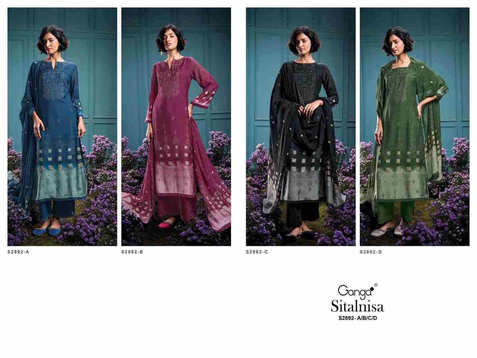 Sitalnisa-2892 By Ganga Fashion 2892-A To 2892-D Series Beautiful Festive Suits Colorful Stylish Fancy Casual Wear & Ethnic Wear Pure Bemberg Silk Dresses At Wholesale Price