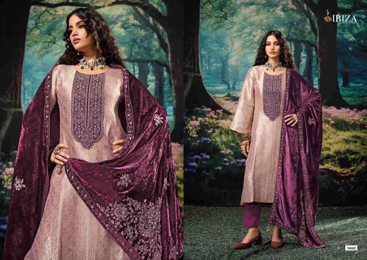 Swark By Ibiza 11441 To 11444 Series Designer Festive Suits Beautiful Fancy Stylish Colorful Party Wear & Occasional Wear Pure Silk Jacquard Dresses At Wholesale Price
