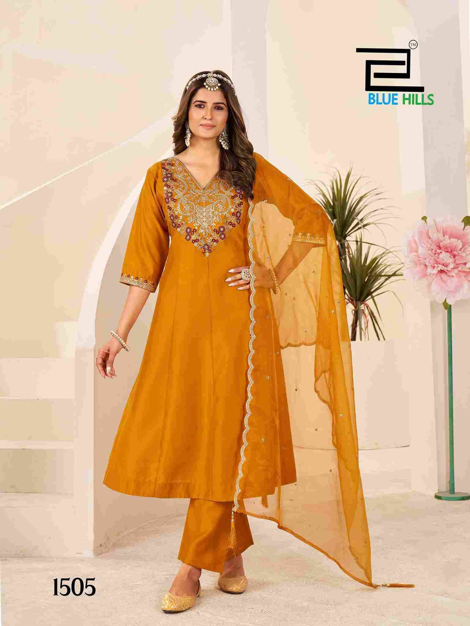 Taj Mahal Vol-15 By Blue Hills 1501 To 1505 Series Beautiful Stylish Festive Suits Fancy Colorful Casual Wear & Ethnic Wear & Ready To Wear Roman Silk Dresses At Wholesale Price