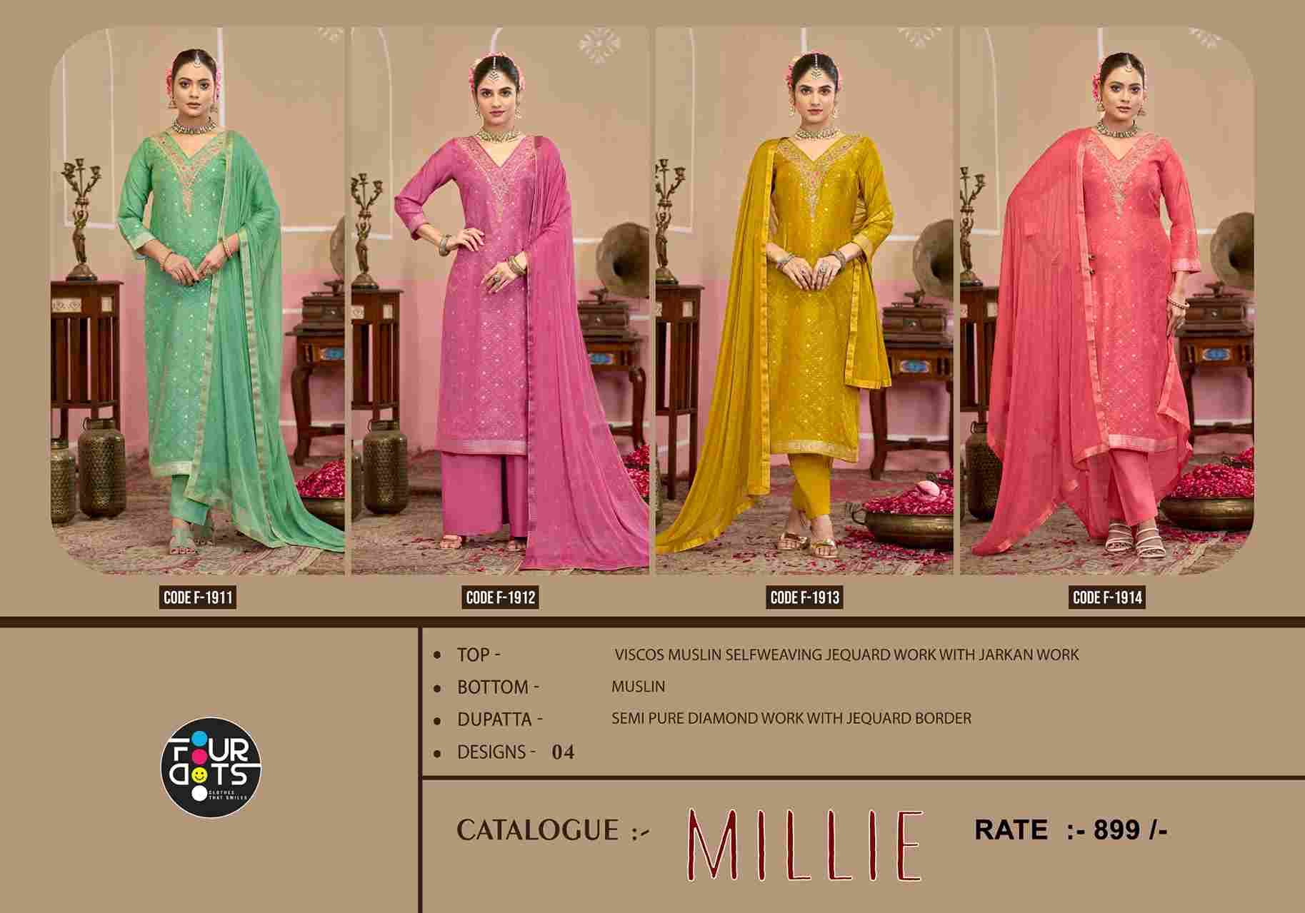 Millie By Four Dots 1911 To 1914 Series Designer Stylish Fancy Colorful Beautiful Party Wear & Ethnic Wear Collection Viscose Muslin Dresses At Wholesale Price