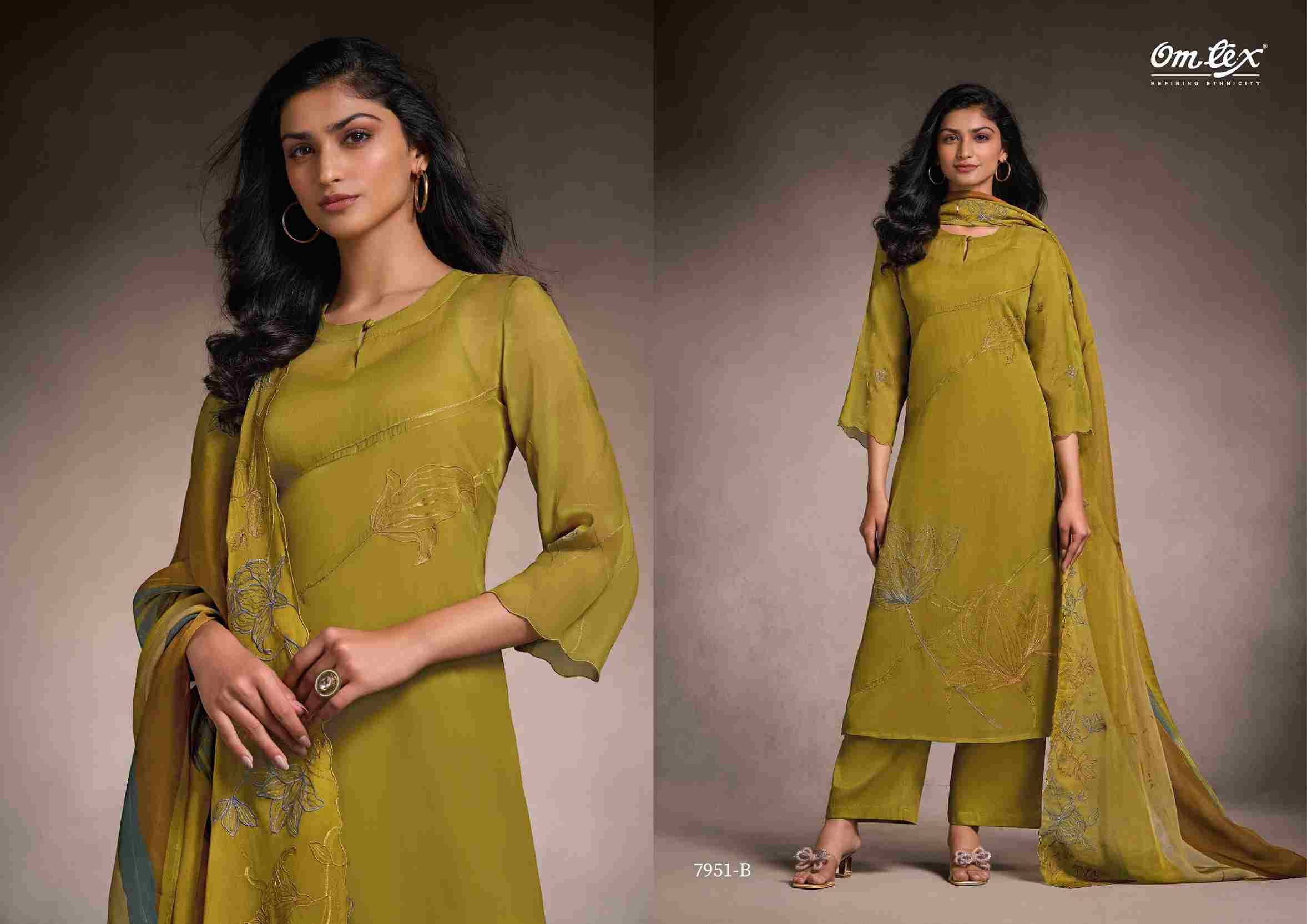 Tanira By Om Tex 7951-A To 7951-C Series Beautiful Festive Suits Colorful Stylish Fancy Casual Wear & Ethnic Wear Organza Dresses At Wholesale Price