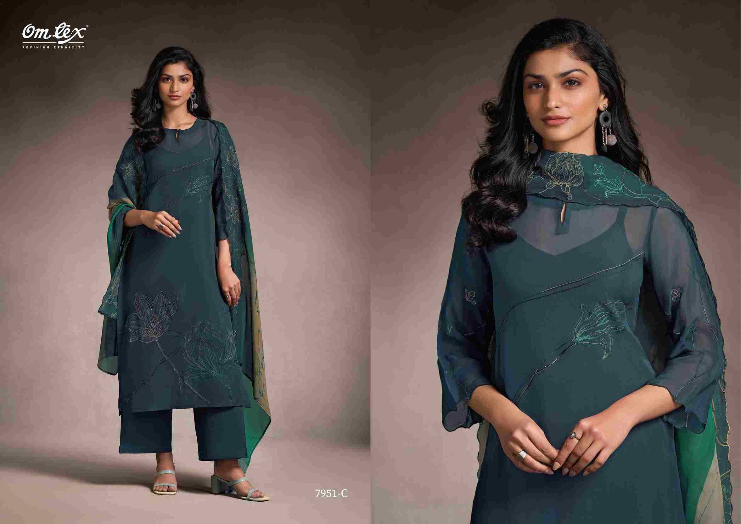 Tanira By Om Tex 7951-A To 7951-C Series Beautiful Festive Suits Colorful Stylish Fancy Casual Wear & Ethnic Wear Organza Dresses At Wholesale Price