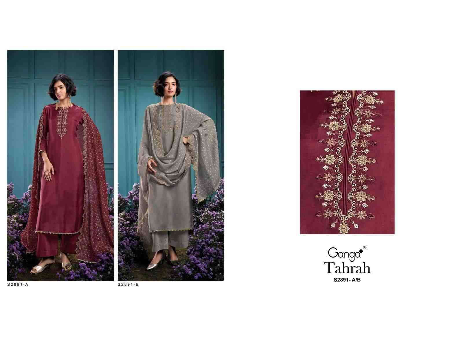 Tahrah-2891 By Ganga Fashion 2891-A To 2891-B Series Beautiful Festive Suits Colorful Stylish Fancy Casual Wear & Ethnic Wear Pure Bemberg Silk Dresses At Wholesale Price