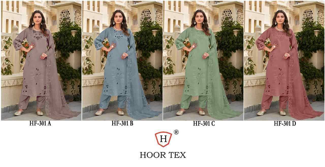 Hoor Tex Hit Design HF-301 Colours By Hoor Tex HF-301-A To HF-301-D Series Designer Festive Pakistani Suits Collection Beautiful Stylish Fancy Colorful Party Wear & Occasional Wear Viscose Dresses At Wholesale Price