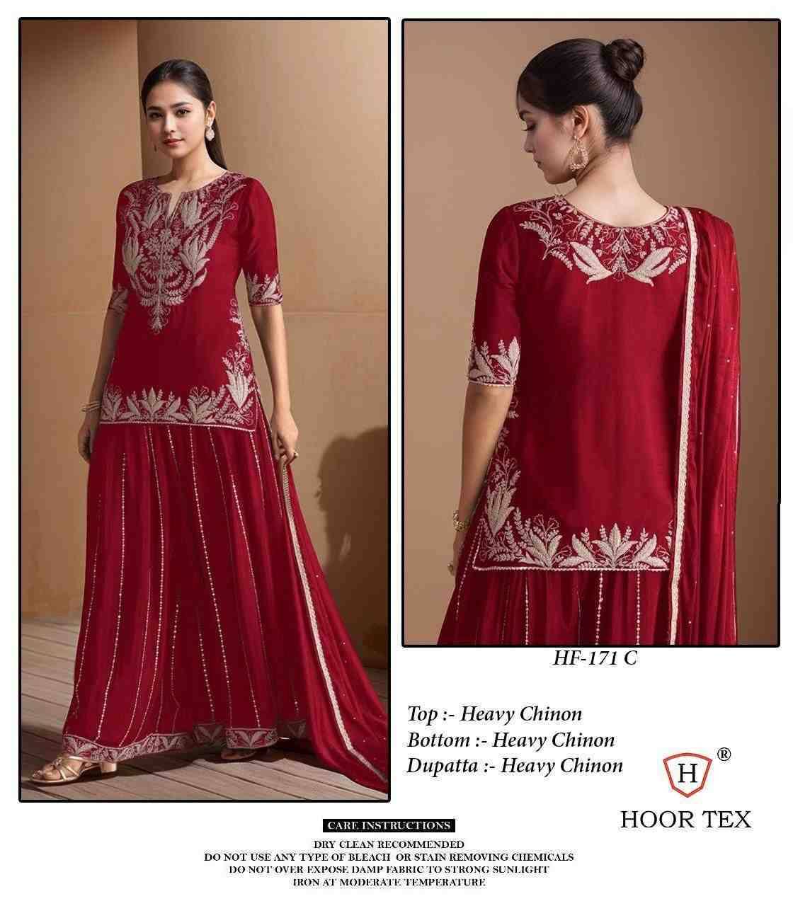 Hoor Tex Hit Design HF-171 Colours By Hoor Tex HF-171-A To HF-171-D Series Designer Festive Pakistani Suits Collection Beautiful Stylish Fancy Colorful Party Wear & Occasional Wear Heavy Chinnon Embroidered Dresses At Wholesale Price