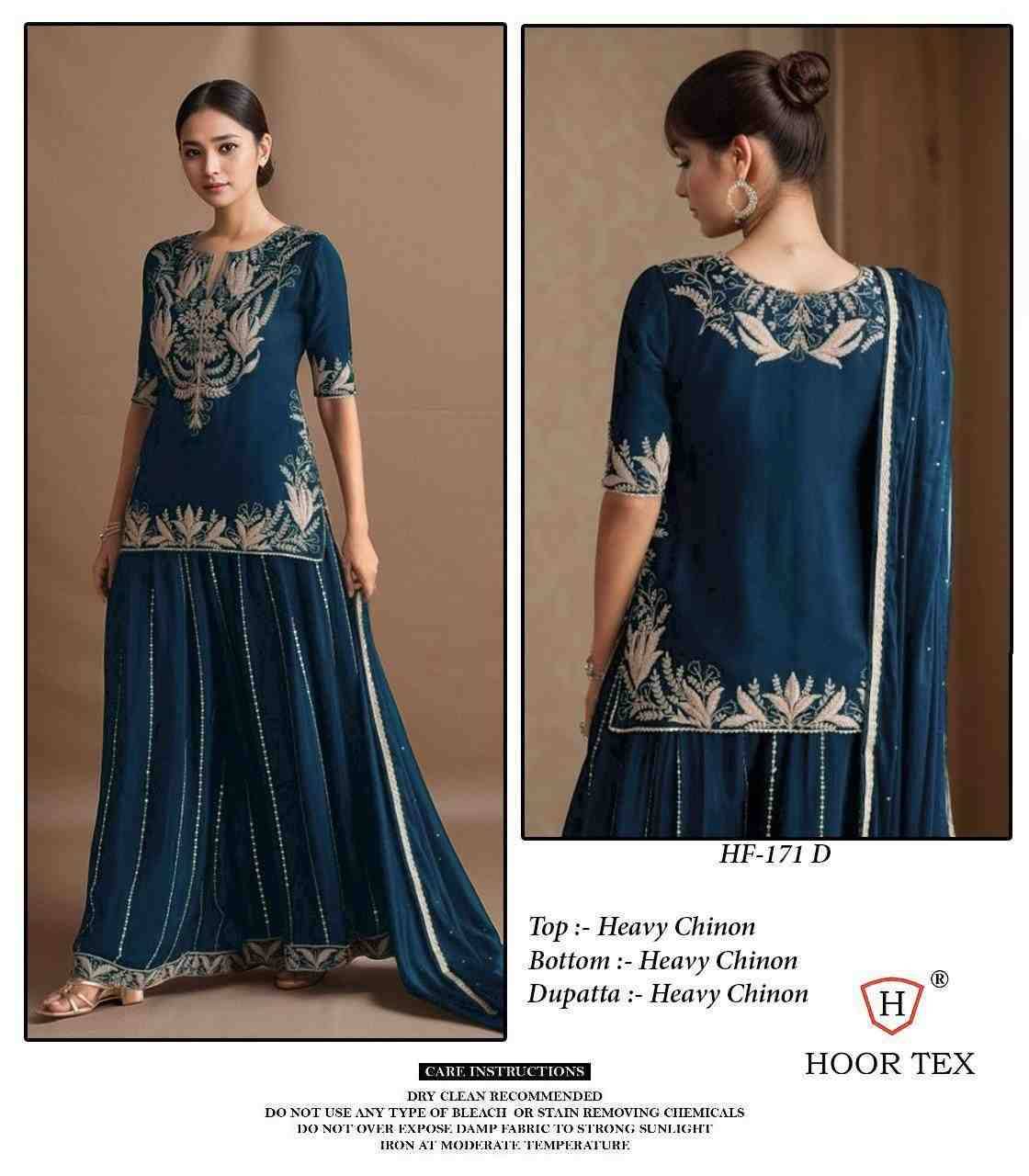 Hoor Tex Hit Design HF-171 Colours By Hoor Tex HF-171-A To HF-171-D Series Designer Festive Pakistani Suits Collection Beautiful Stylish Fancy Colorful Party Wear & Occasional Wear Heavy Chinnon Embroidered Dresses At Wholesale Price