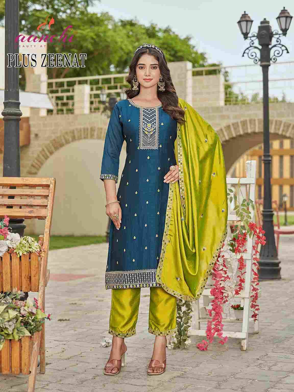 Plus Zeenat By Kaya Combo Set 01 To 04 Series Beautiful Stylish Festive Suits Fancy Colorful Casual Wear & Ethnic Wear & Ready To Wear Vichitra Silk Print Dresses At Wholesale Price