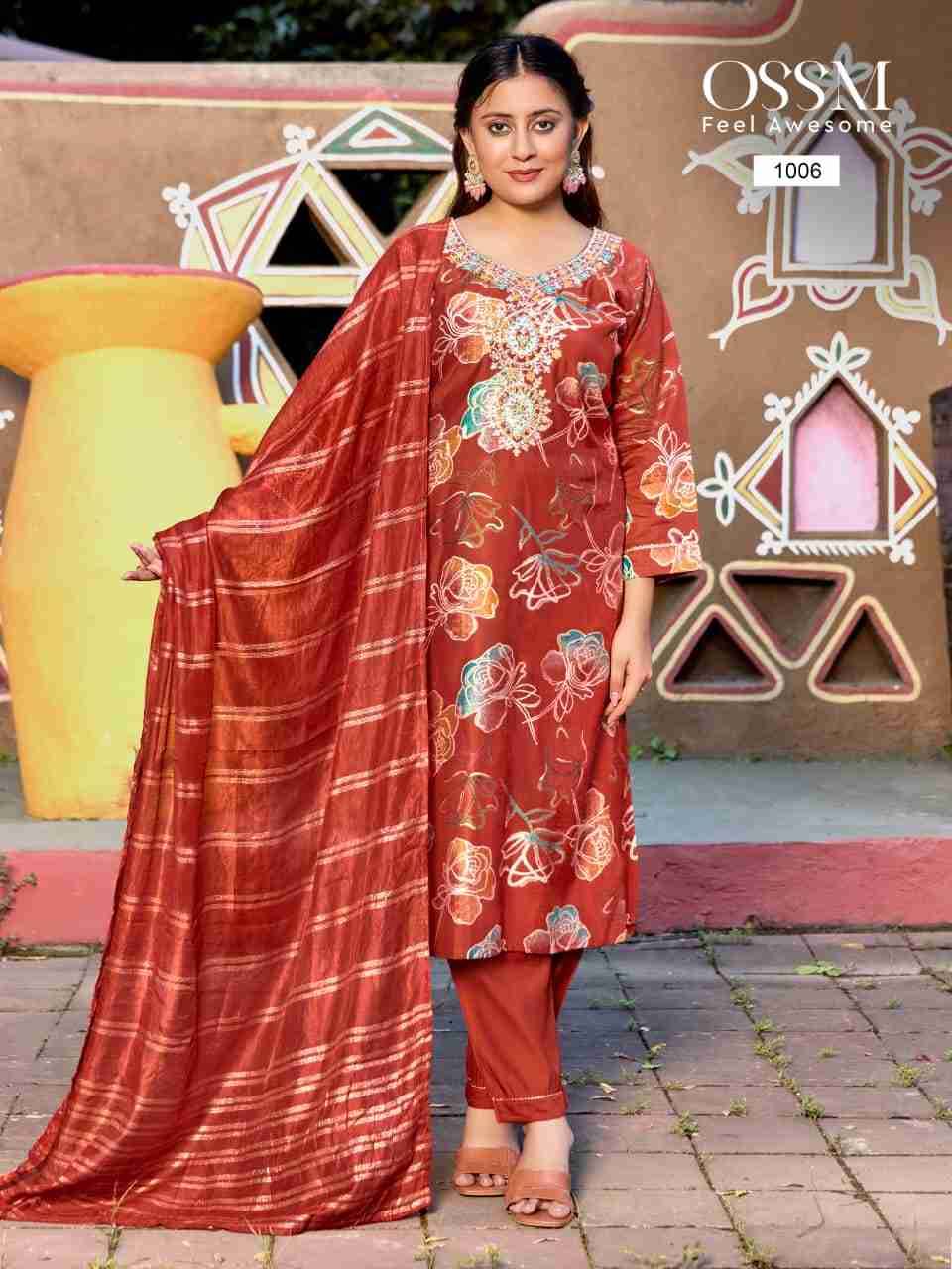 Muskan Vol-9 By Ossm 1001 To 1006 Series Designer Festive Suits Collection Beautiful Stylish Fancy Colorful Party Wear & Occasional Wear Vertican Dresses At Wholesale Price