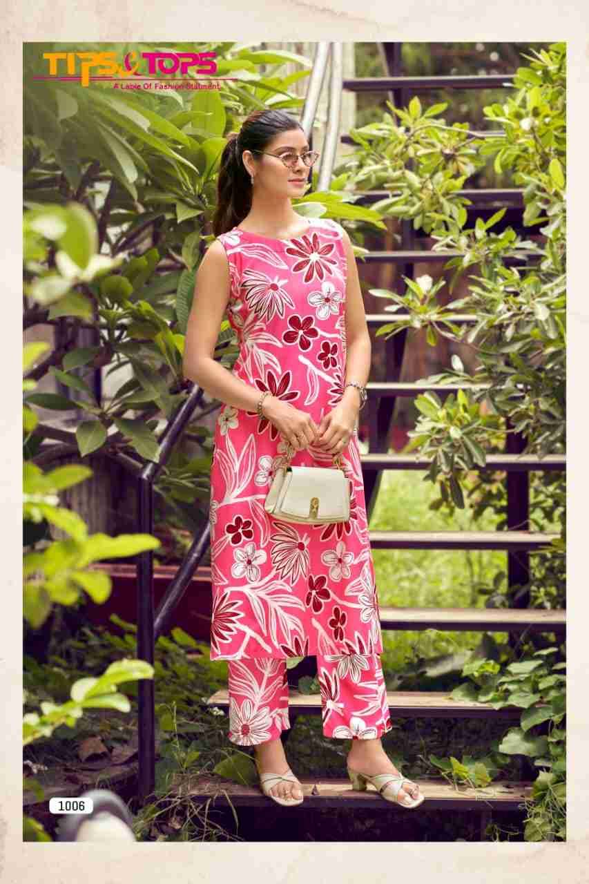 Olivia Vol-3 By Tips And Tops 1001 To 1006 Series Designer Stylish Fancy Colorful Beautiful Party Wear & Ethnic Wear Collection Rayon Print Tops With Bottom At Wholesale Price