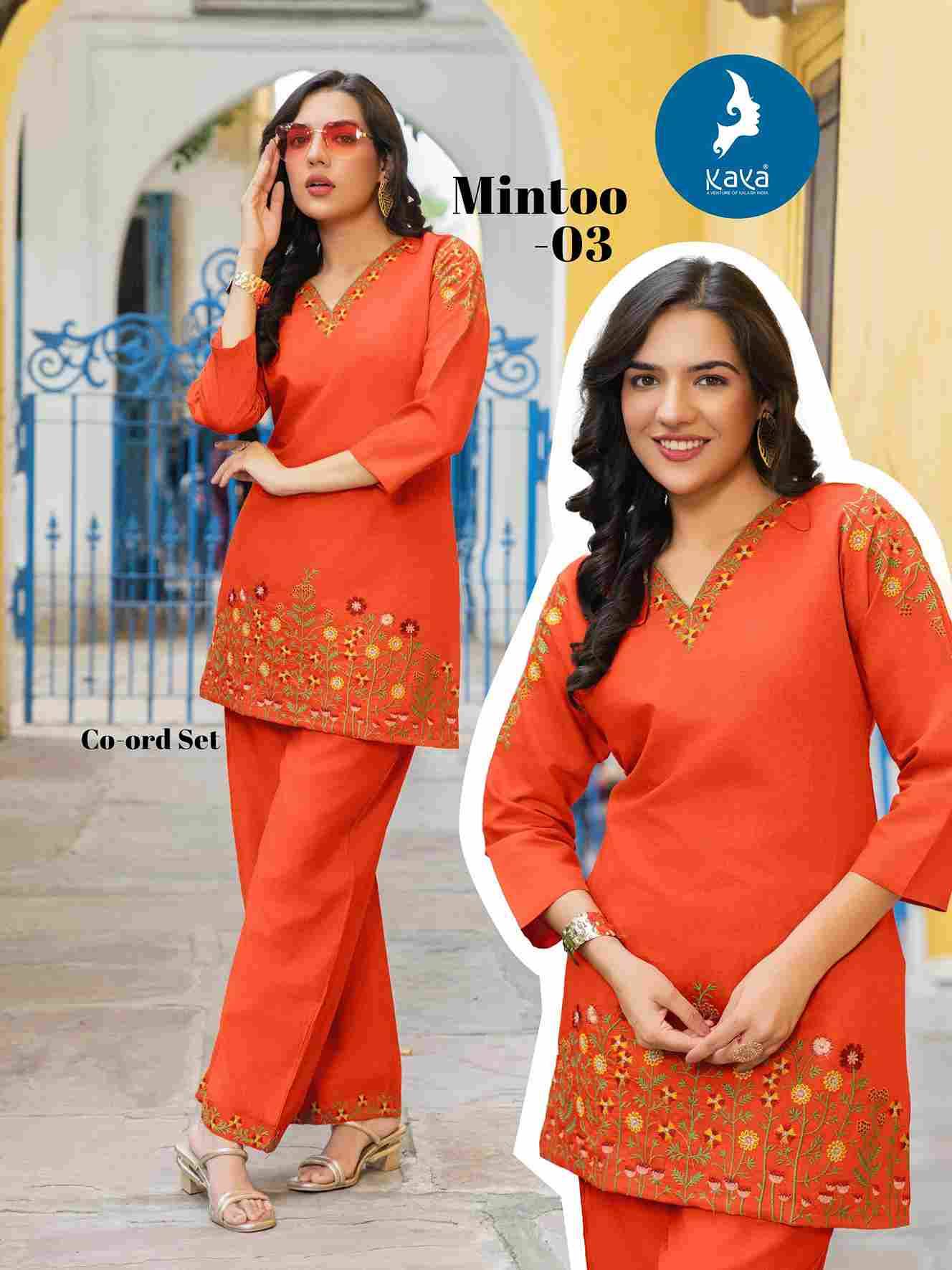 Mintoo By Kaya 01 To 06 Series Designer Stylish Fancy Colorful Beautiful Party Wear & Ethnic Wear Collection Vertican Co-Ord At Wholesale Price
