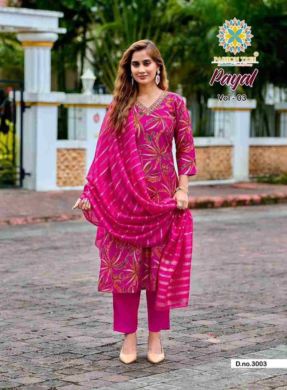 Payal Vol-3 By Passion Tree 3001 To 3008 Series Beautiful Festive Suits Colorful Stylish Fancy Casual Wear & Ethnic Wear Vertican Print Dresses At Wholesale Price