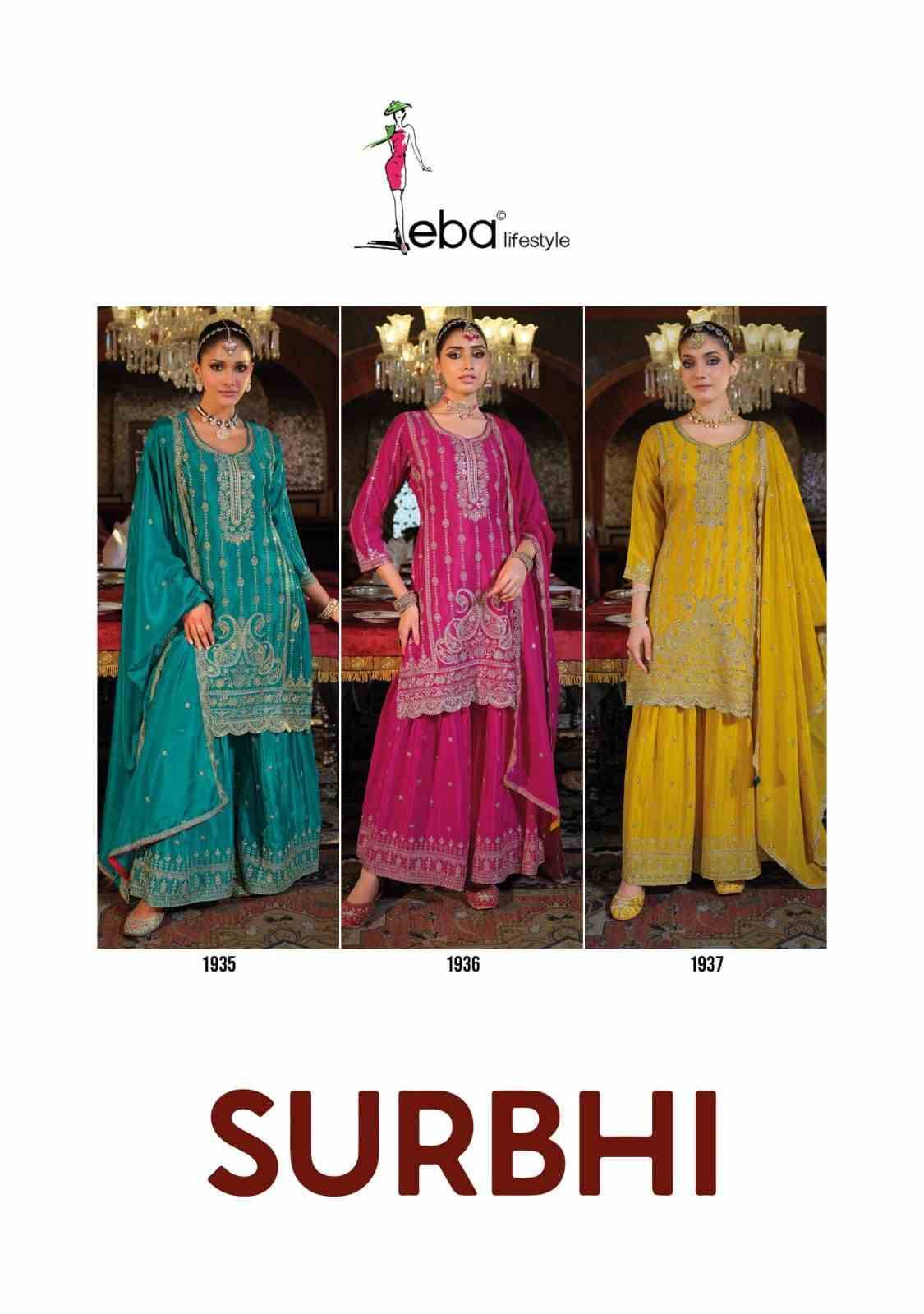 Surbhi By Eba Lifestyle 1935 To 1937 Series Beautiful Festive Suits Colorful Stylish Fancy Casual Wear & Ethnic Wear Chinnon Embroidery Dresses At Wholesale Price