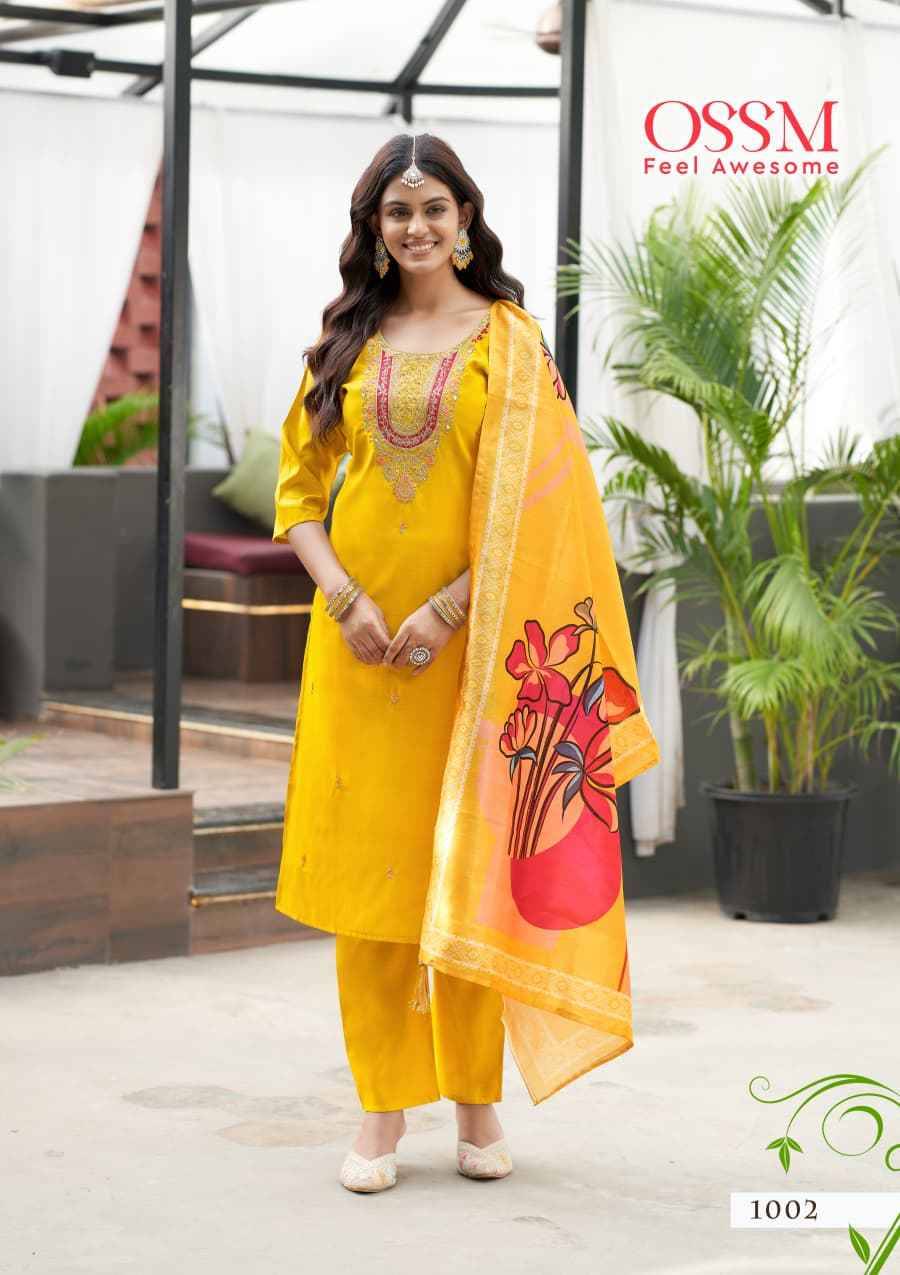 Saanchi By Ossm 1001 To 1006 Series Designer Festive Suits Beautiful Fancy Stylish Colorful Party Wear & Occasional Wear Viscose Silk Embroidered Dresses At Wholesale Price