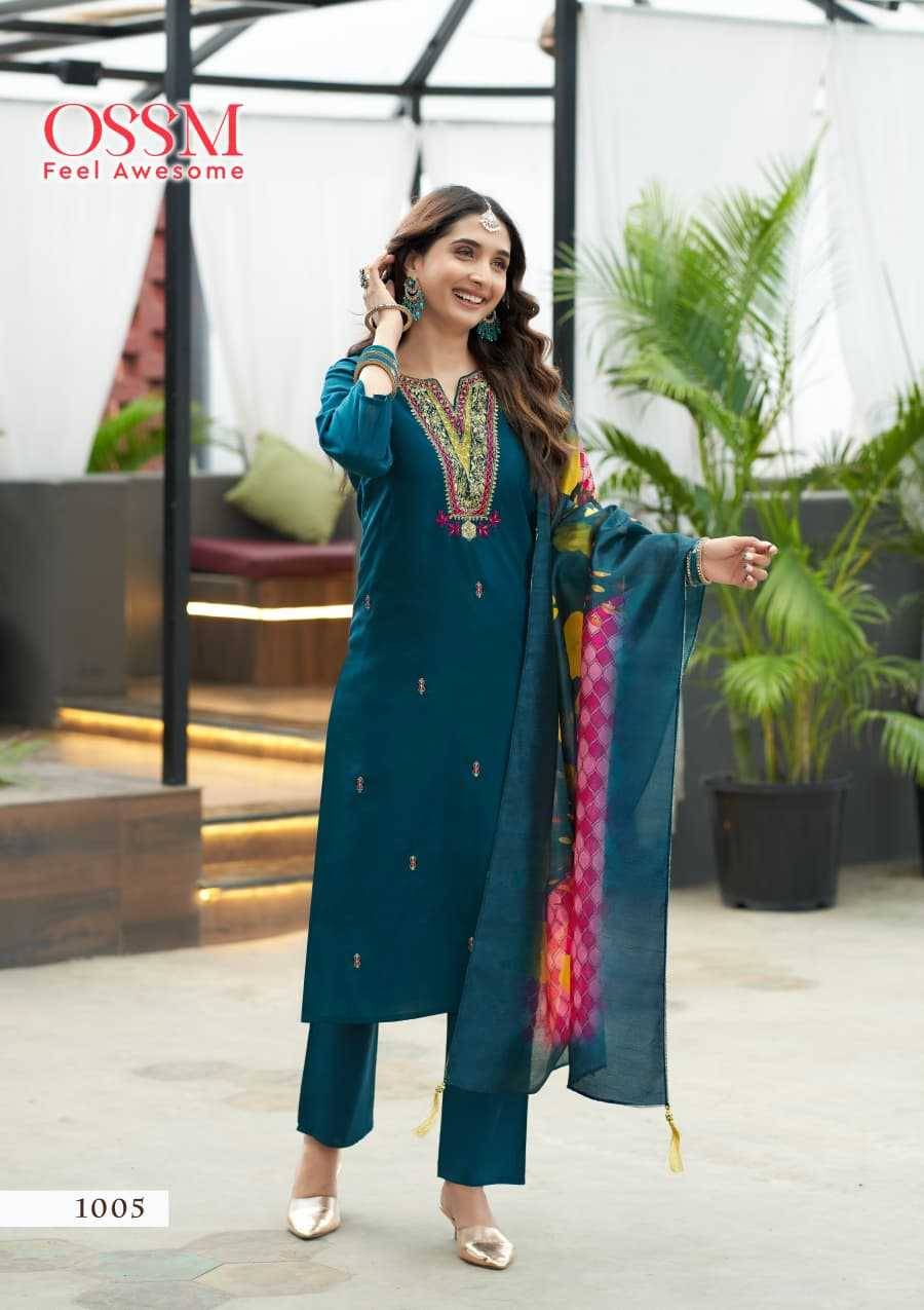 Saanchi By Ossm 1001 To 1006 Series Designer Festive Suits Beautiful Fancy Stylish Colorful Party Wear & Occasional Wear Viscose Silk Embroidered Dresses At Wholesale Price