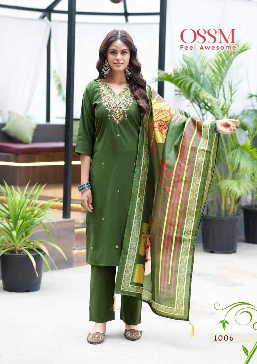 Saanchi By Ossm 1001 To 1006 Series Designer Festive Suits Beautiful Fancy Stylish Colorful Party Wear & Occasional Wear Viscose Silk Embroidered Dresses At Wholesale Price