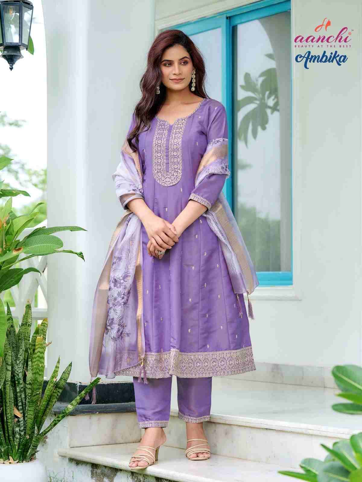 Ambika By Aanchi 1001 To 1004 Series Beautiful Festive Suits Colorful Stylish Fancy Casual Wear & Ethnic Wear Shimmer Dresses At Wholesale Price