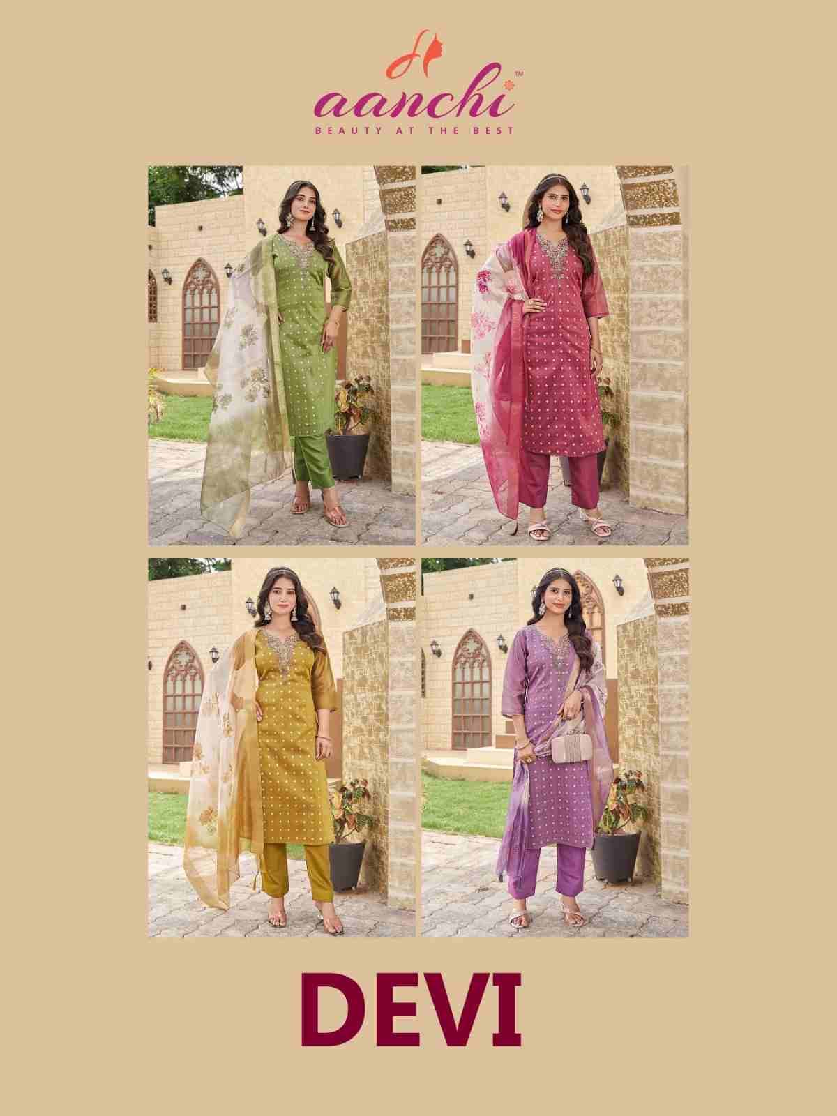 Devi By Aanchi 01 To 04 Series Beautiful Festive Suits Colorful Stylish Fancy Casual Wear & Ethnic Wear Shimmer Jacquard Dresses At Wholesale Price