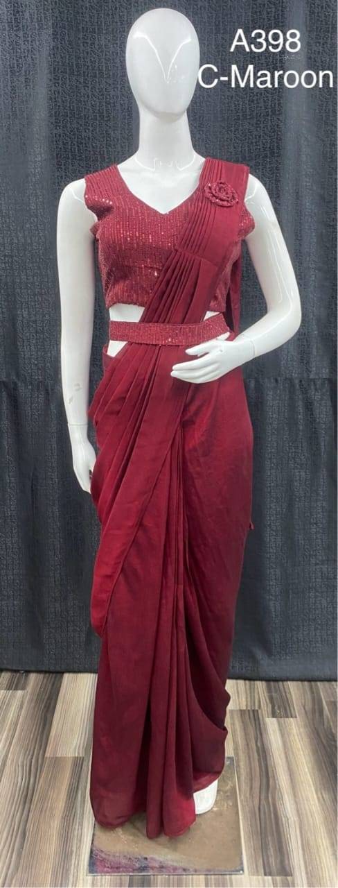 A-398 By Amoha Trendz 398-A To 398-H Series Indian Traditional Wear Collection Beautiful Stylish Fancy Colorful Party Wear & Occasional Wear Fancy Sarees At Wholesale Price