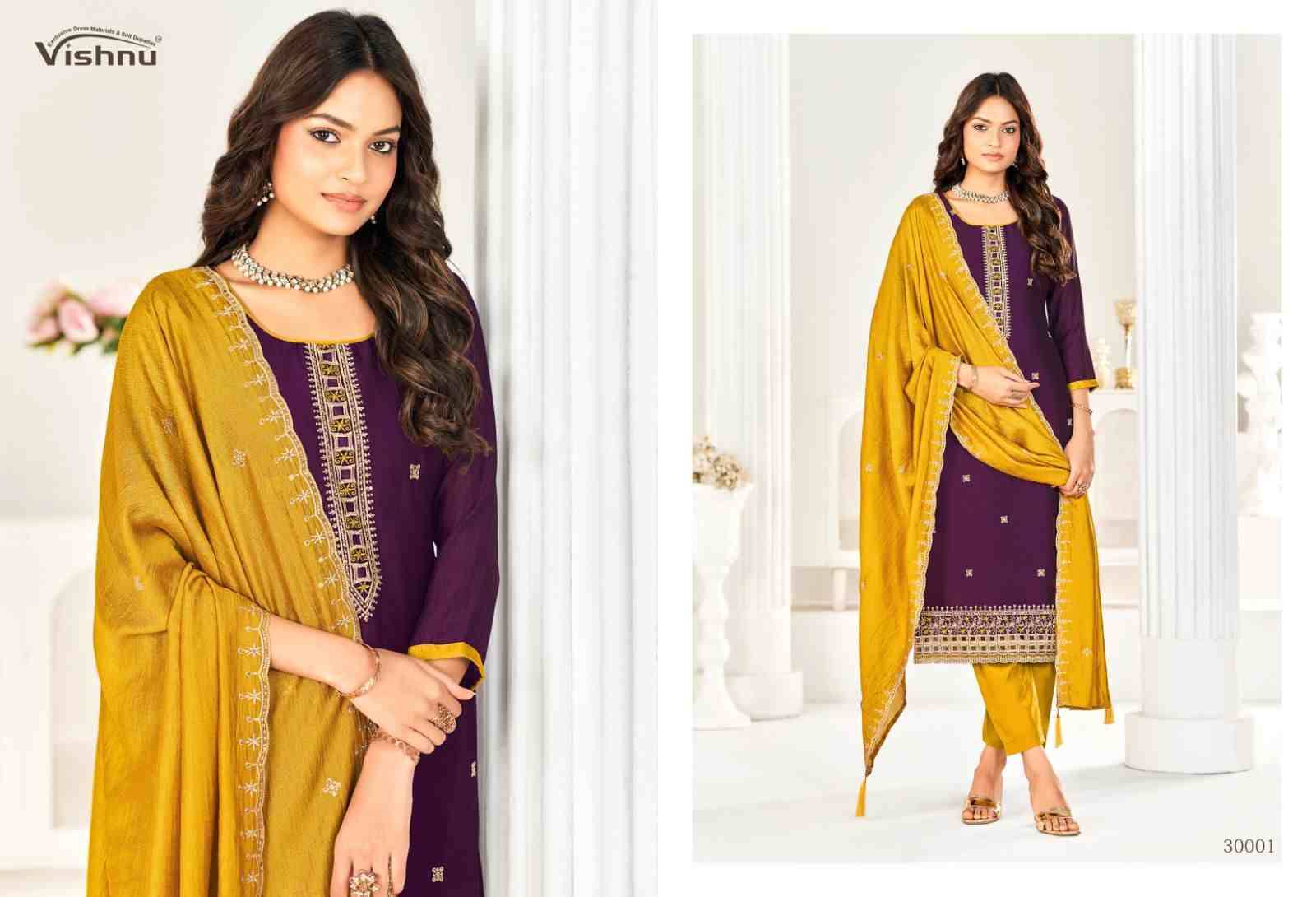 Aarzoo By Vishnu 30001 To 30012 Series Beautiful Stylish Festive Suits Fancy Colorful Casual Wear & Ethnic Wear & Ready To Wear Vichitra Silk Dresses At Wholesale Price