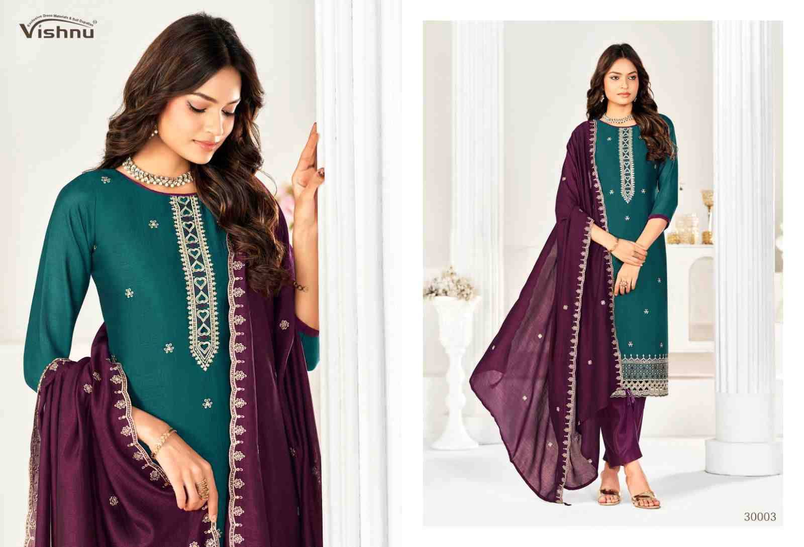 Aarzoo By Vishnu 30001 To 30012 Series Beautiful Stylish Festive Suits Fancy Colorful Casual Wear & Ethnic Wear & Ready To Wear Vichitra Silk Dresses At Wholesale Price
