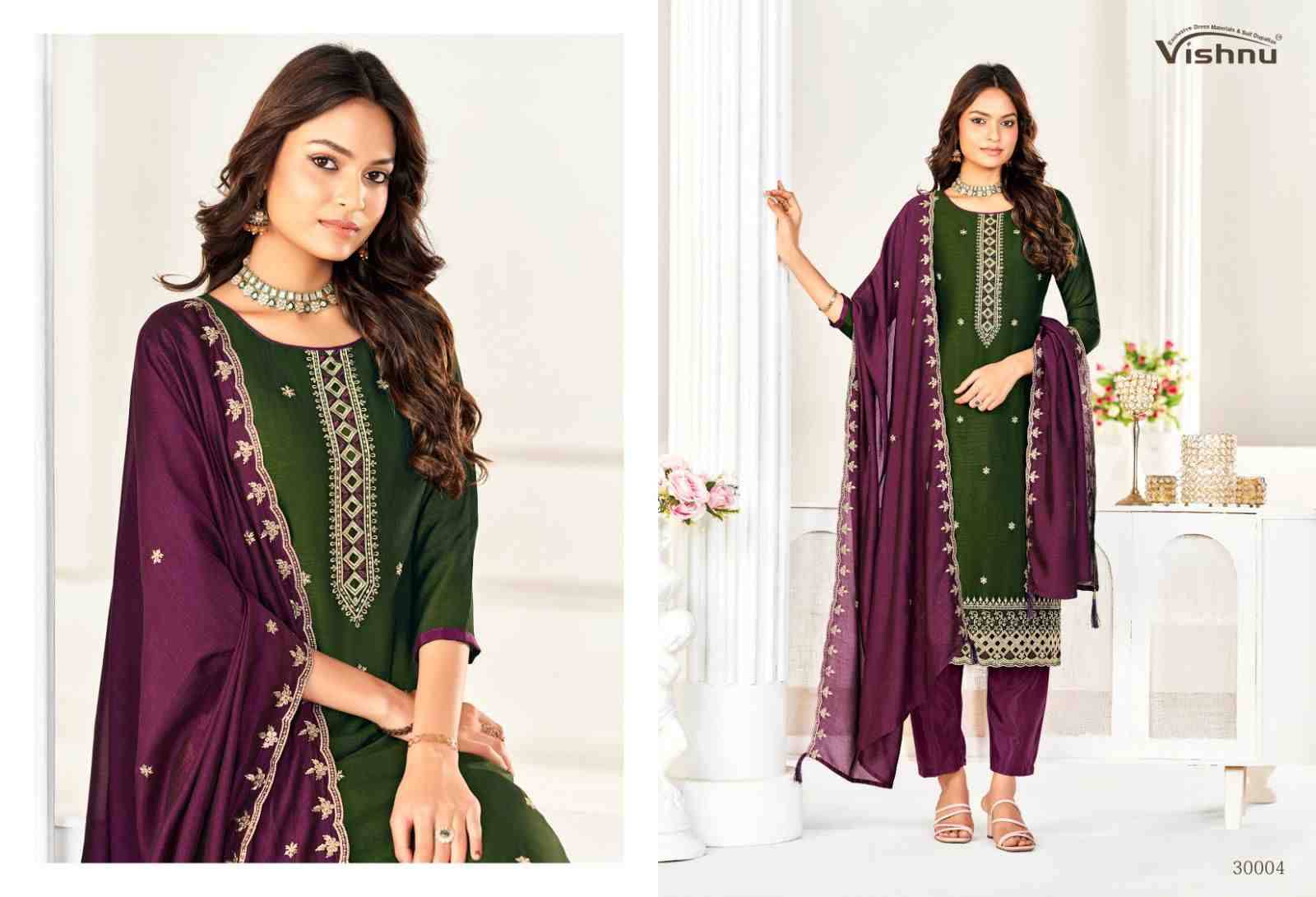 Aarzoo By Vishnu 30001 To 30012 Series Beautiful Stylish Festive Suits Fancy Colorful Casual Wear & Ethnic Wear & Ready To Wear Vichitra Silk Dresses At Wholesale Price