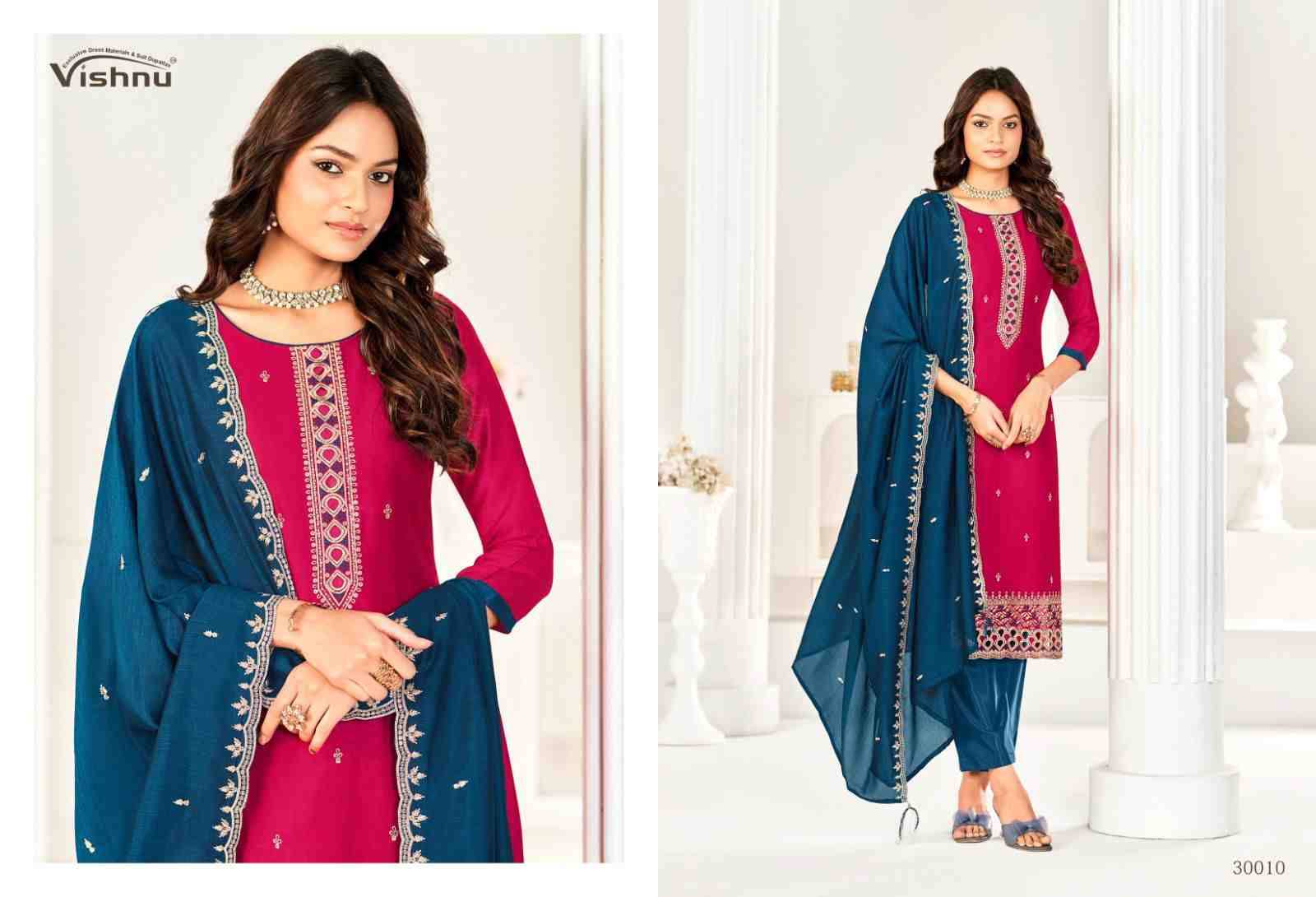 Aarzoo By Vishnu 30001 To 30012 Series Beautiful Stylish Festive Suits Fancy Colorful Casual Wear & Ethnic Wear & Ready To Wear Vichitra Silk Dresses At Wholesale Price