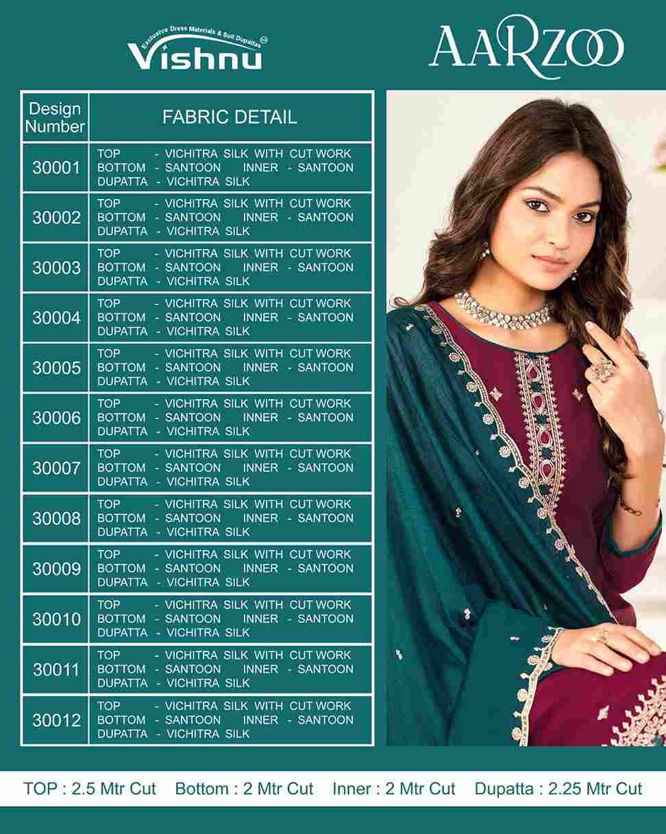 Aarzoo By Vishnu 30001 To 30012 Series Beautiful Stylish Festive Suits Fancy Colorful Casual Wear & Ethnic Wear & Ready To Wear Vichitra Silk Dresses At Wholesale Price