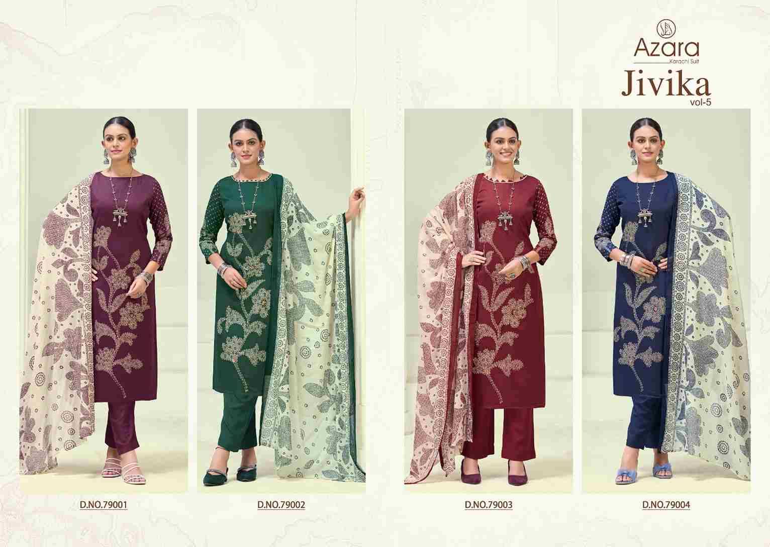 Jivika Vol-5 By Azara 79001 To 79004 Series Beautiful Stylish Festive Suits Fancy Colorful Casual Wear & Ethnic Wear & Ready To Wear Jam Cotton Print Dresses At Wholesale Price