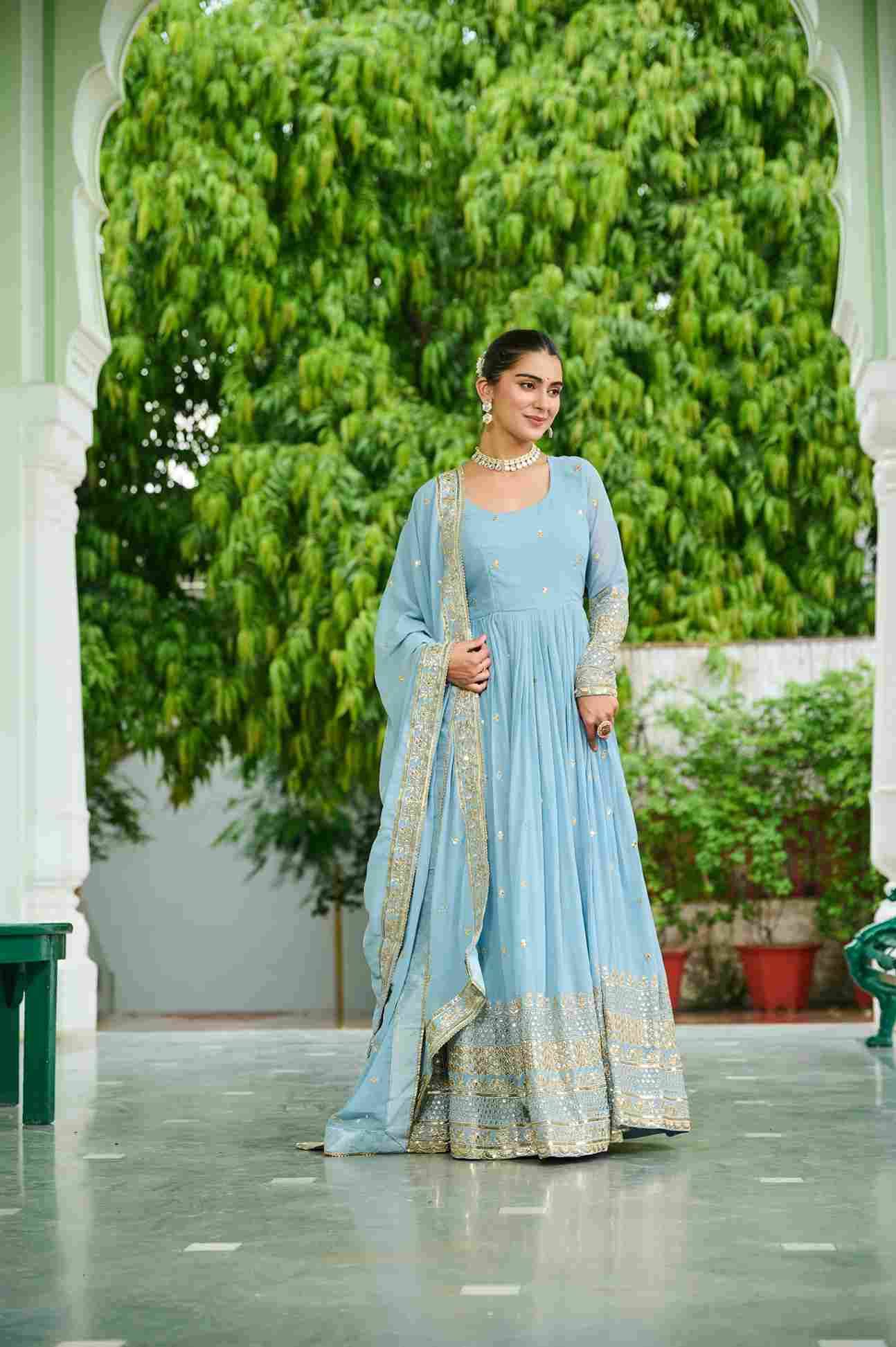 Sf-1055 By Fashid Wholesale 01 To 02 Series Designer Beautiful Collection Occasional Wear & Party Wear Faux Georgette Gowns At Wholesale Price