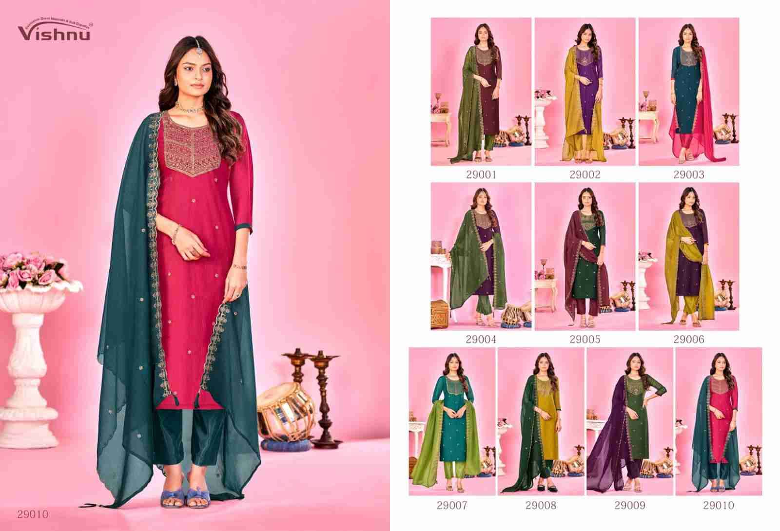 Sarista Vol-2 By Vishnu 29001 To 29010 Series Beautiful Stylish Festive Suits Fancy Colorful Casual Wear & Ethnic Wear & Ready To Wear Crunchey Silk Dresses At Wholesale Price