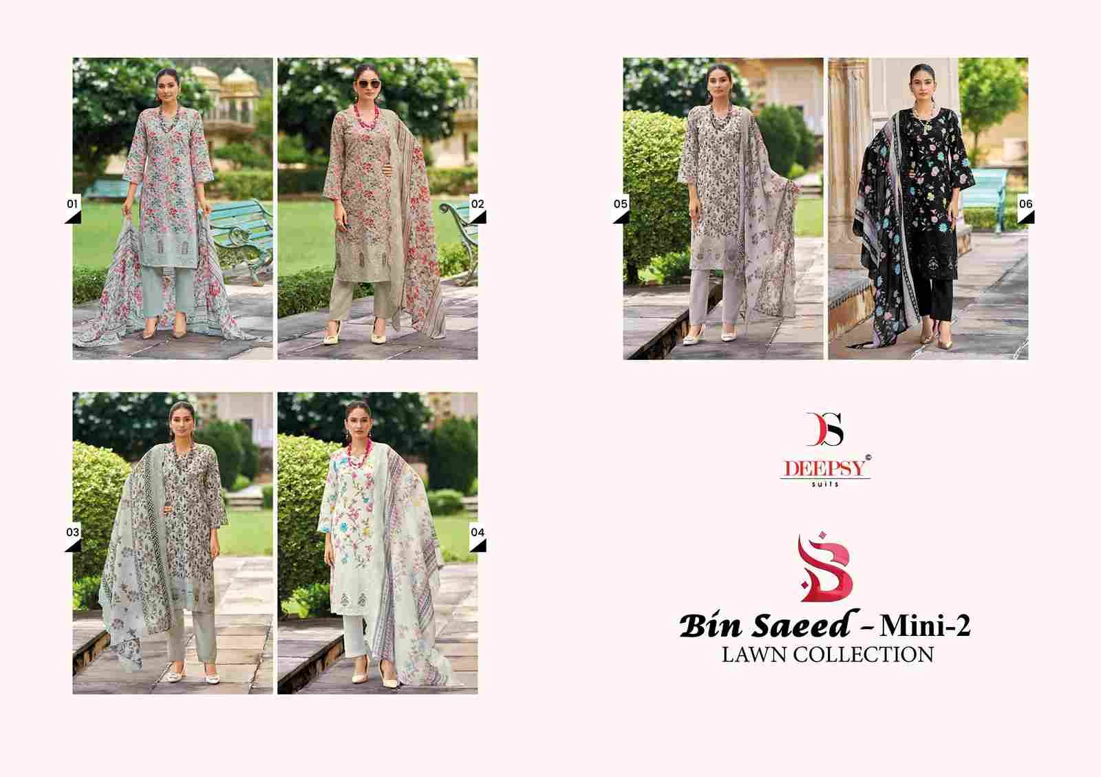 Bin Saeed Mini Lawn Collection Vol-2 By Deepsy Suits 01 To 06 Series Designer Pakistani Suits Beautiful Stylish Fancy Colorful Party Wear & Occasional Wear Pure Cotton Dresses At Wholesale Price